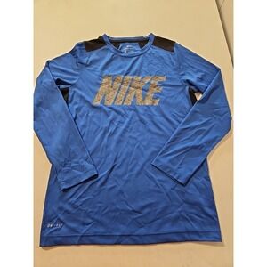 Nike Dri-Fit Long-Sleeve Training Gym Athletic Youth Lg Blue (A1178)